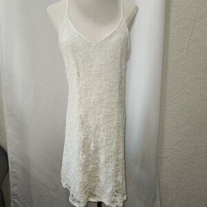 The Halle White Lace Racer back slip dress